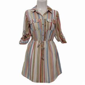 BeBop - Stripes 3 Quarter Sleeves Cuban Collar Dress